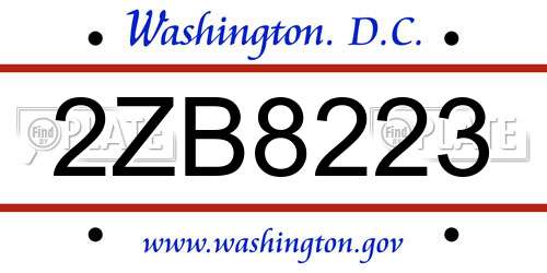 2ZB8223 District Of Columbia License Plate