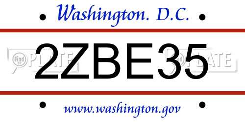 2ZBE35 District Of Columbia License Plate