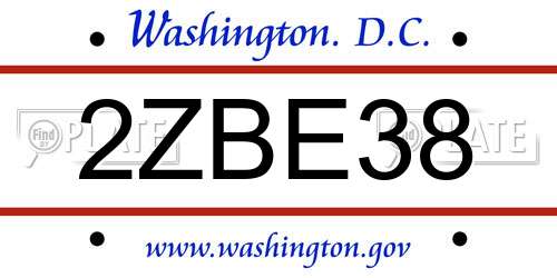 2ZBE38 District Of Columbia License Plate