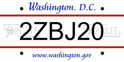 2ZBJ20 District Of Columbia License Plate