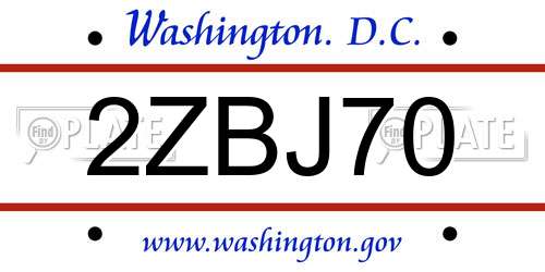 2ZBJ70 District Of Columbia License Plate