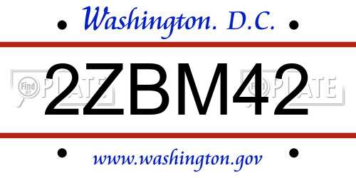 2ZBM42 District Of Columbia License Plate