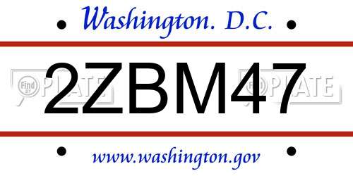 2ZBM47 District Of Columbia License Plate