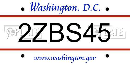 2ZBS45 District Of Columbia License Plate