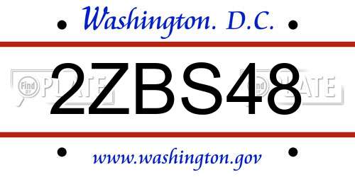 2ZBS48 District Of Columbia License Plate