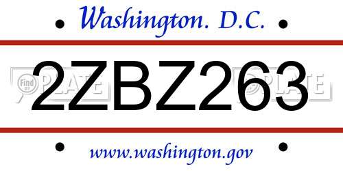 2ZBZ263 District Of Columbia License Plate