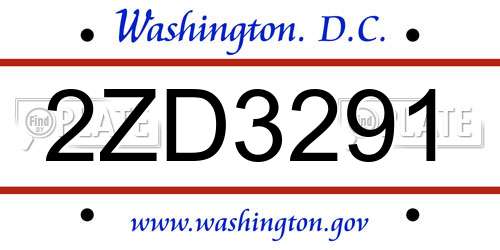 2ZD3291 District Of Columbia License Plate