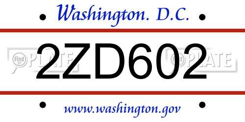 2ZD602 District Of Columbia License Plate