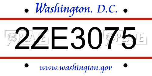2ZE3075 District Of Columbia License Plate