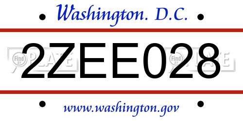 2ZEE028 District Of Columbia License Plate