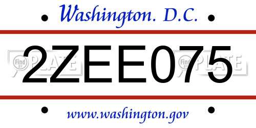 2ZEE075 District Of Columbia License Plate