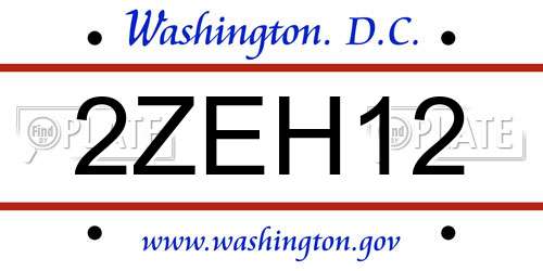 2ZEH12 District Of Columbia License Plate