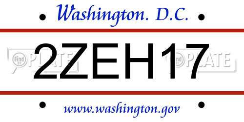 2ZEH17 District Of Columbia License Plate