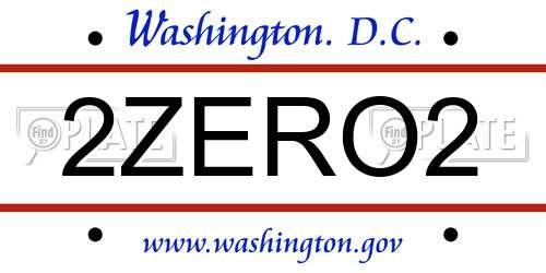 2ZERO2 District Of Columbia License Plate