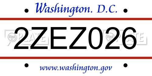 2ZEZ026 District Of Columbia License Plate