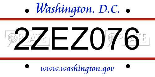 2ZEZ076 District Of Columbia License Plate