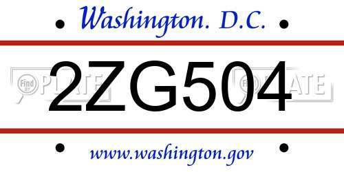 2ZG504 District Of Columbia License Plate
