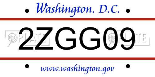 2ZGG09 District Of Columbia License Plate