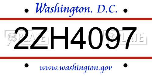 2ZH4097 District Of Columbia License Plate