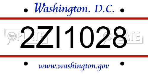 2ZI1028 District Of Columbia License Plate