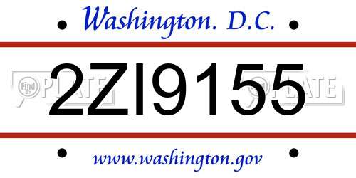 2ZI9155 District Of Columbia License Plate