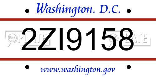 2ZI9158 District Of Columbia License Plate
