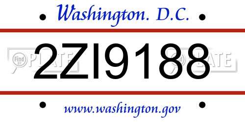2ZI9188 District Of Columbia License Plate