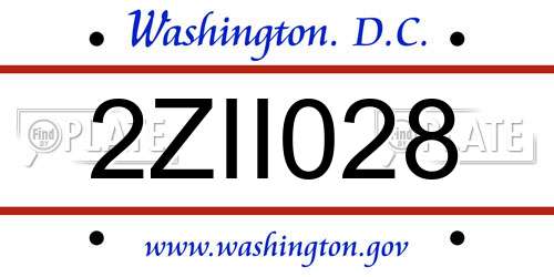 2ZII028 District Of Columbia License Plate
