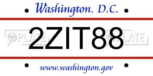 2ZIT88 District Of Columbia License Plate