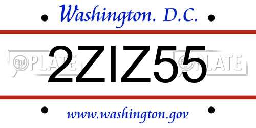 2ZIZ55 District Of Columbia License Plate