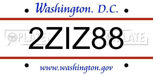 2ZIZ88 District Of Columbia License Plate