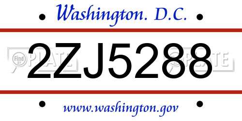 2ZJ5288 District Of Columbia License Plate