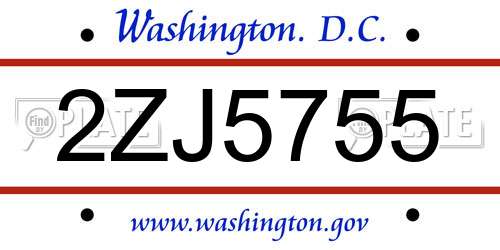 2ZJ5755 District Of Columbia License Plate