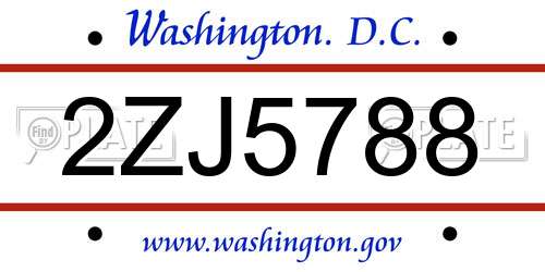 2ZJ5788 District Of Columbia License Plate