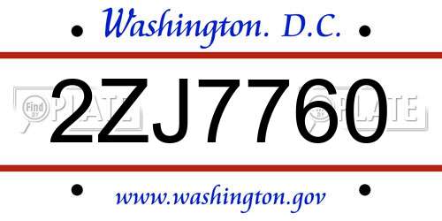 2ZJ7760 District Of Columbia License Plate