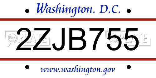 2ZJB755 District Of Columbia License Plate