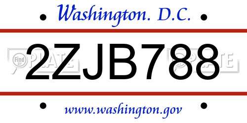 2ZJB788 District Of Columbia License Plate