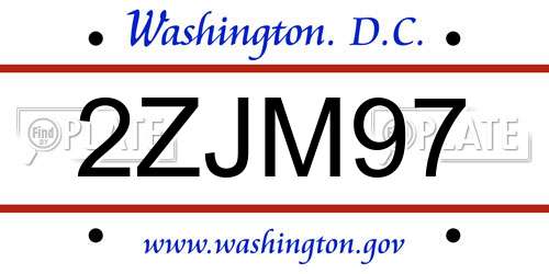 2ZJM97 District Of Columbia License Plate