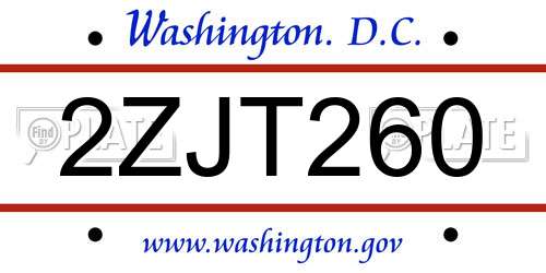 2ZJT260 District Of Columbia License Plate