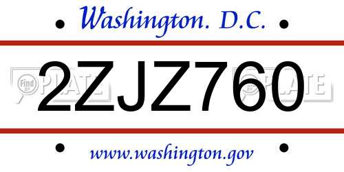 2ZJZ760 District Of Columbia License Plate