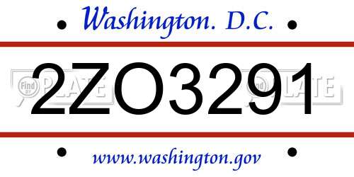 2ZO3291 District Of Columbia License Plate