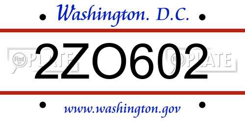 2ZO602 District Of Columbia License Plate