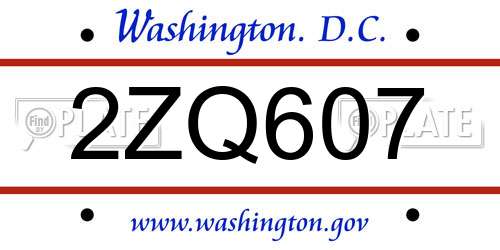 2ZQ607 District Of Columbia License Plate