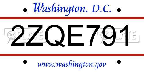 2ZQE791 District Of Columbia License Plate