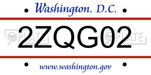 2ZQG02 District Of Columbia License Plate