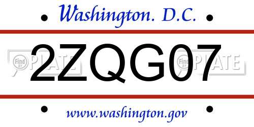 2ZQG07 District Of Columbia License Plate