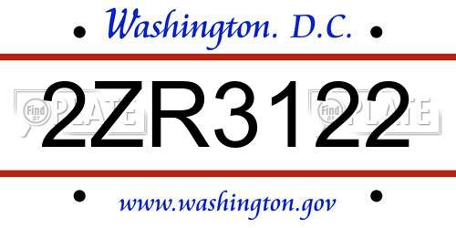 2ZR3122 District Of Columbia License Plate