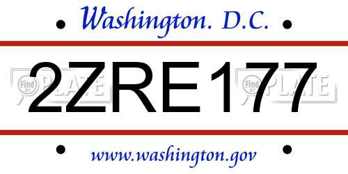 2ZRE177 District Of Columbia License Plate