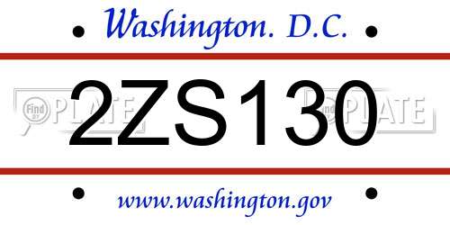 2ZS130 District Of Columbia License Plate