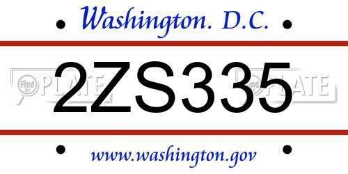 2ZS335 District Of Columbia License Plate